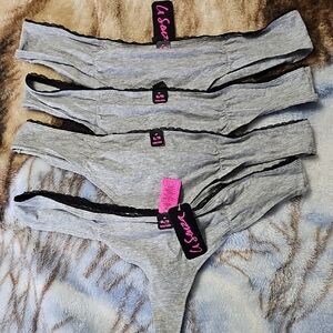 La Senza Gray Thongs with Black Trim BNWT